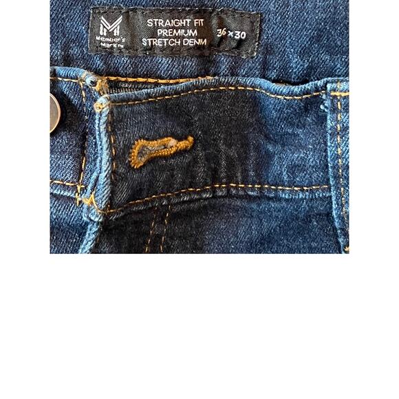 Members Mark Straight Fit Stretch Denim Blue Jeans 36x30 - Picture 3 of 3